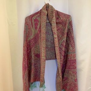 Beautiful Pink & Sea Foam green cashmere Scarf